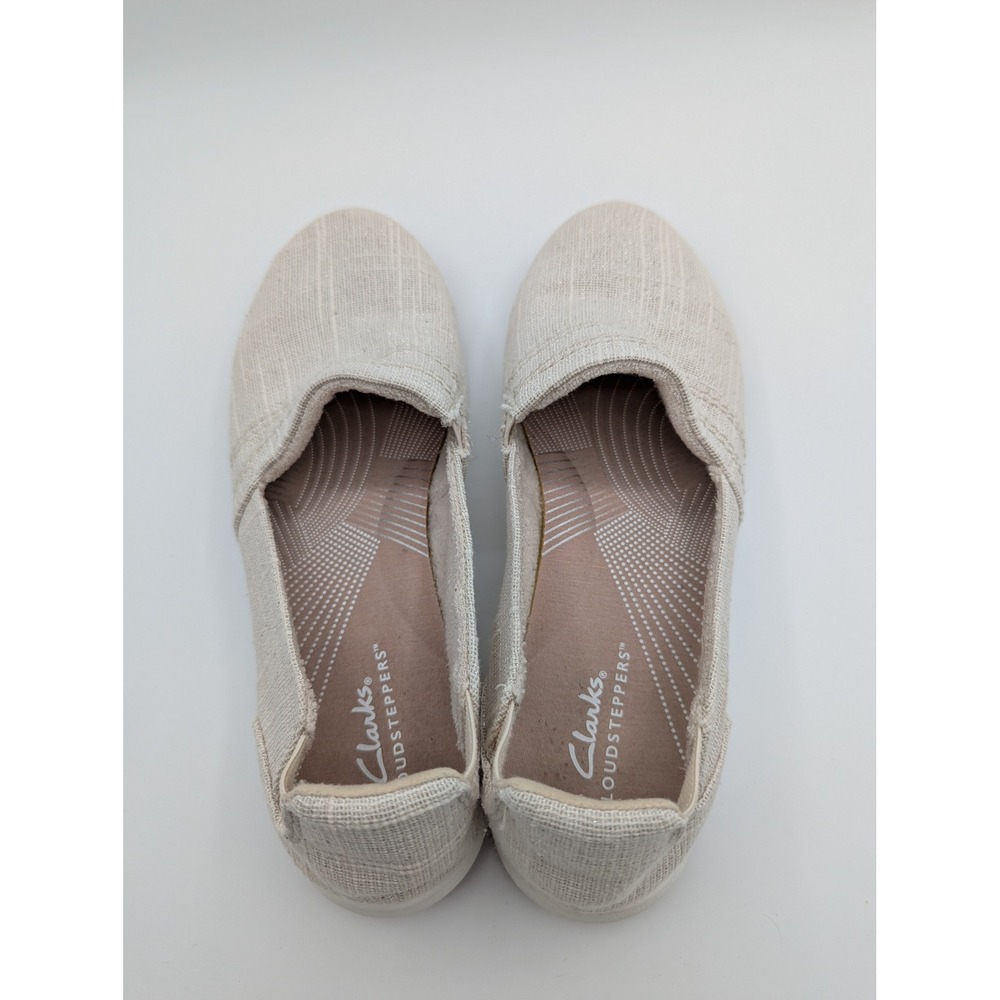 Clarks Cloudsteppers Womens 8.5 M Stone Metallic Textile Slip‎ On Loafers - Picture 4 of 8